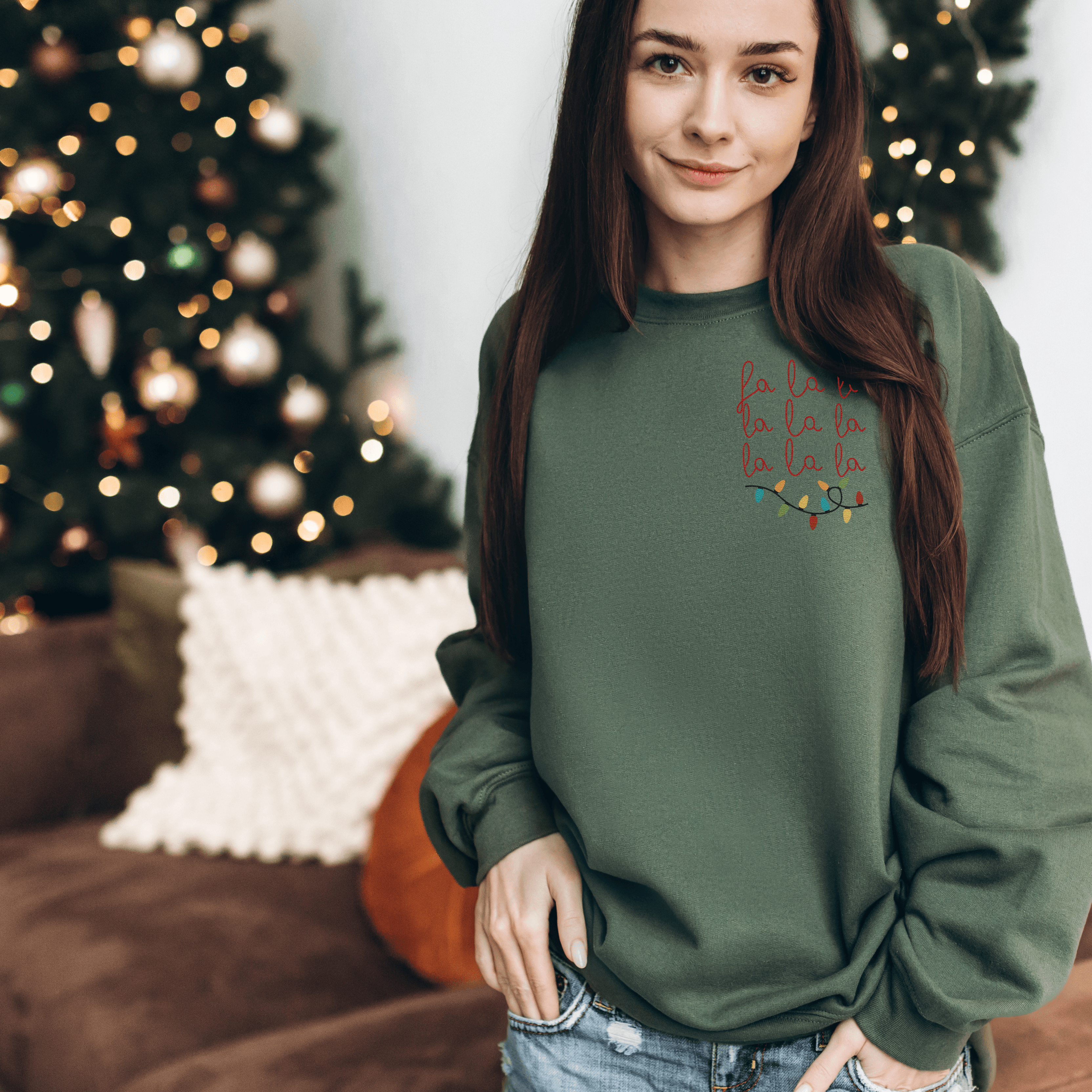 fa la la Embroidered Crewneck - L&B MAMA