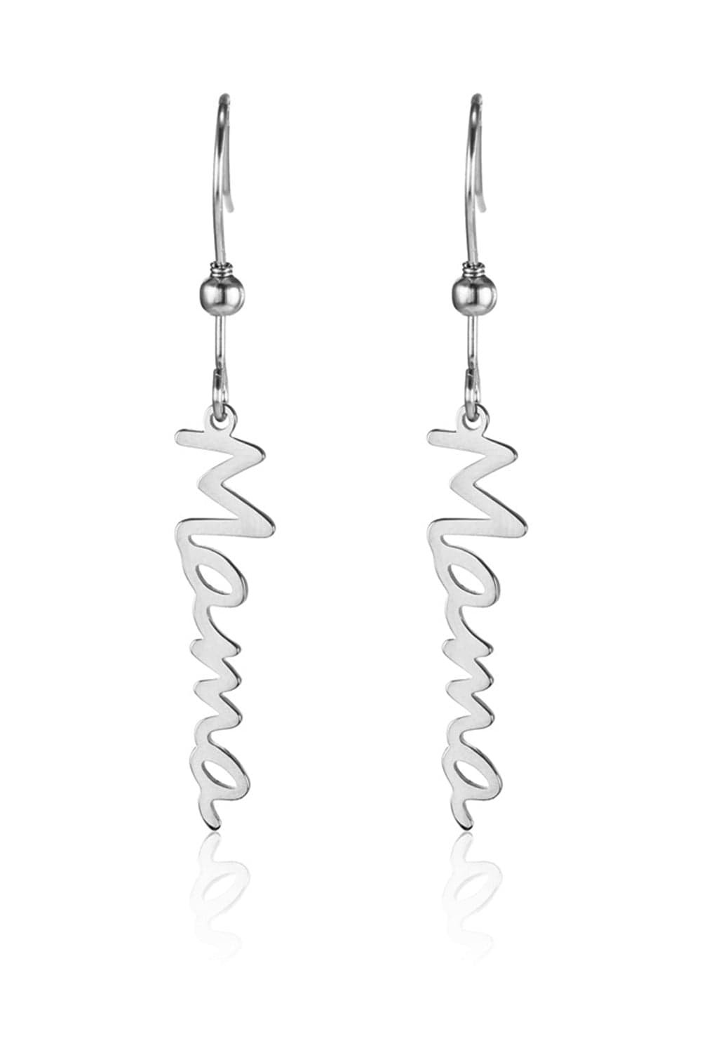Silver Mama Drop Pendant Earrings - L&B MAMA